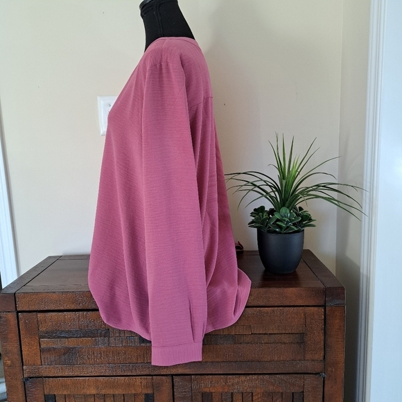 Dalia Blouse Women's XXL Long Sleeved Pink Pull Over V-Neck Shirt - Picture 9 of 10